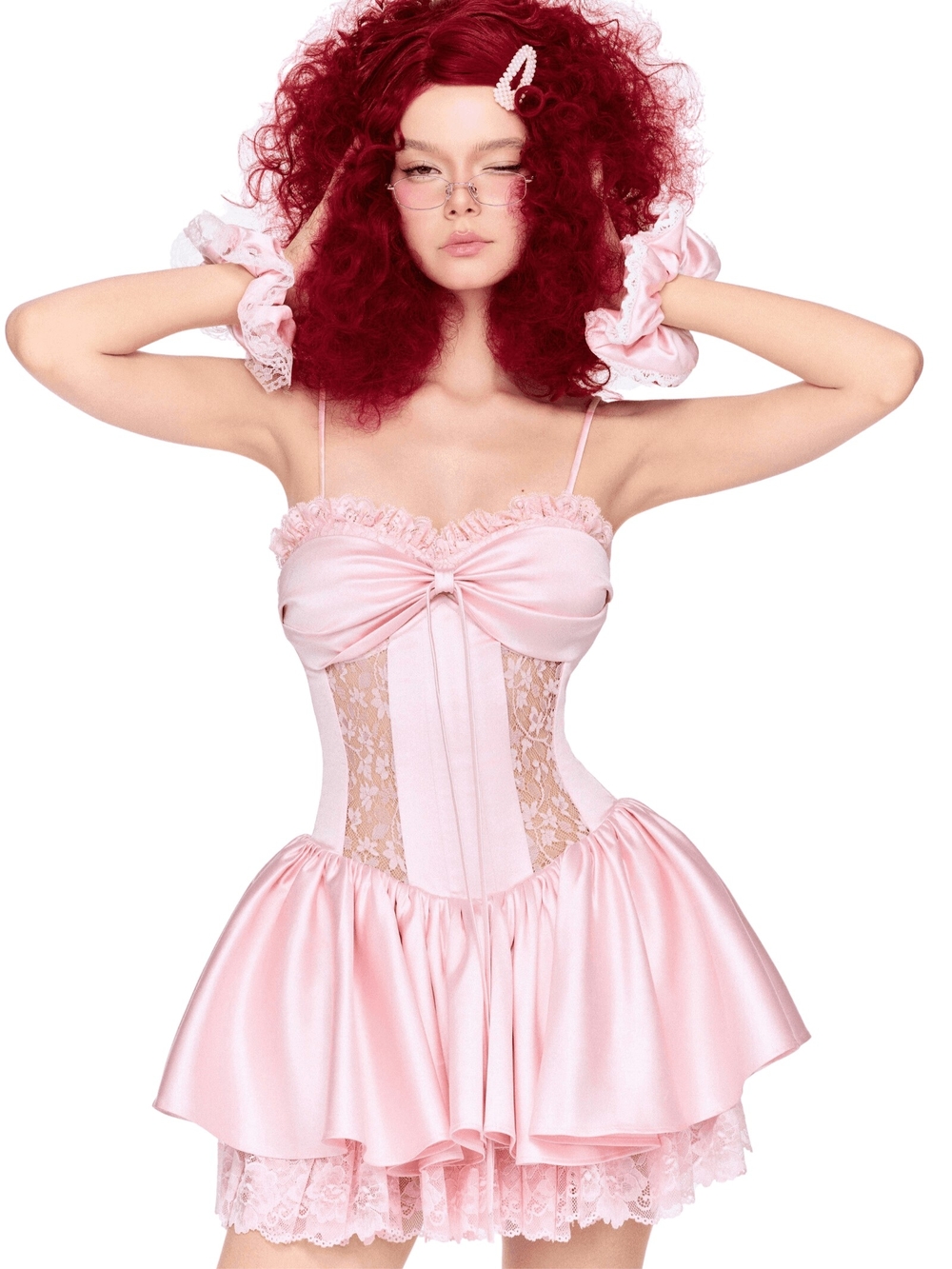 NWT Wet Avocado Pink Fairy Lace Ruffle Mini Ballet Dress